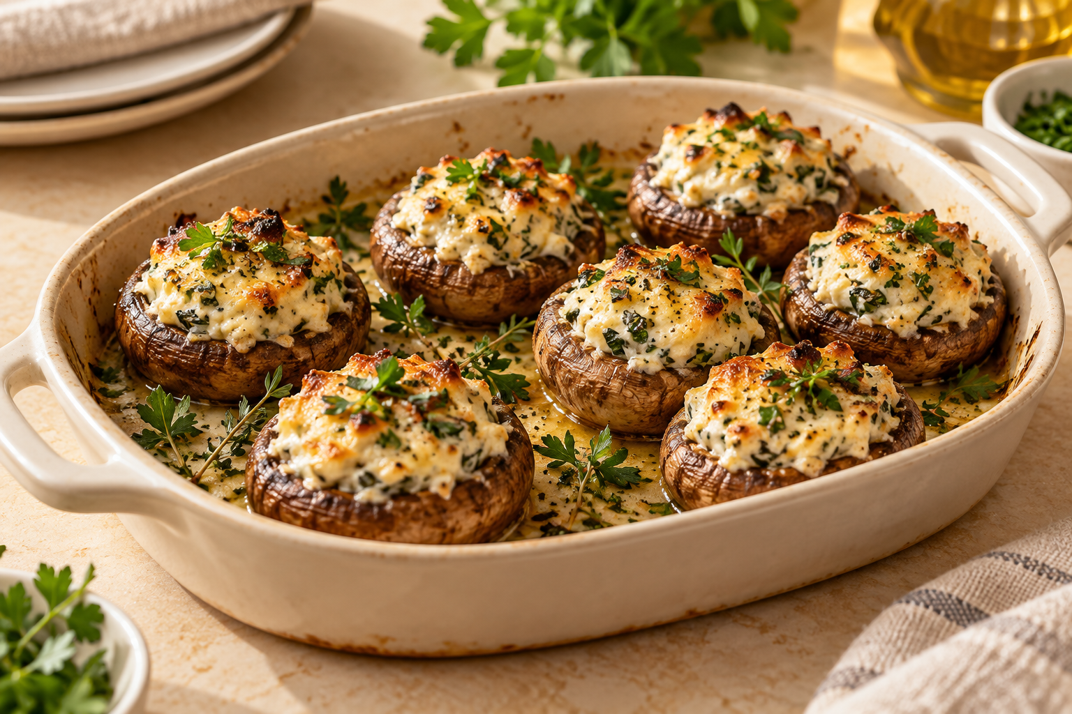 Gefüllte Champignons mit Frischkäse
